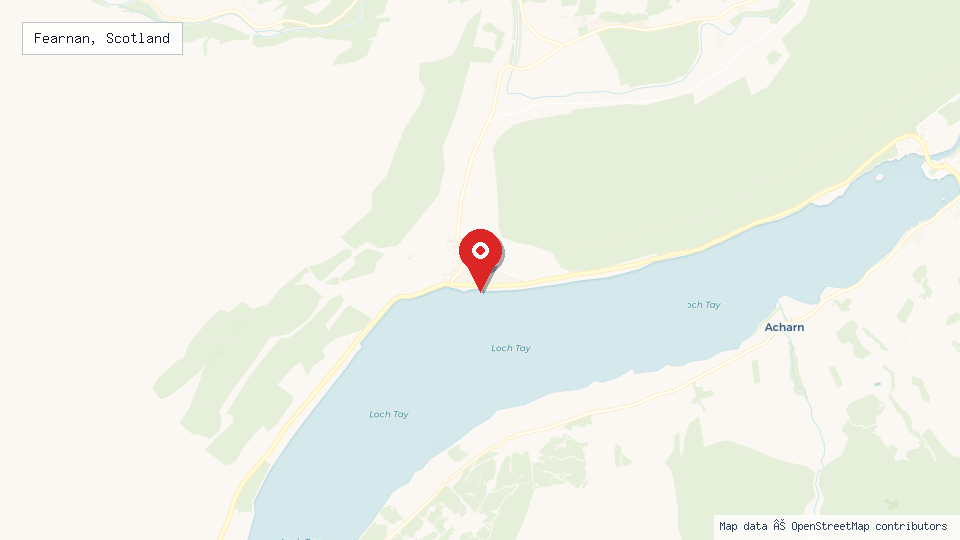 Street map of Fearnan, Scotland with location pin