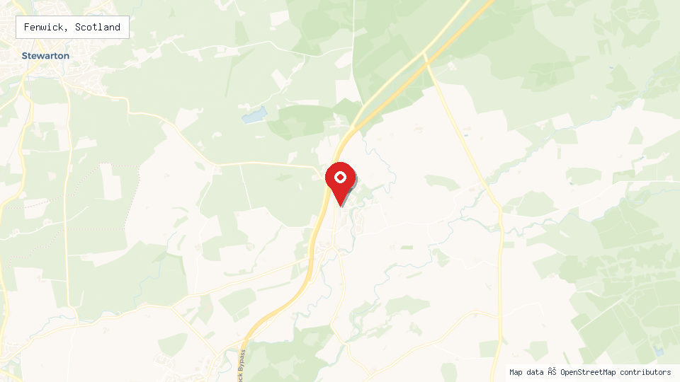 Street map of Fenwick, Scotland with location pin