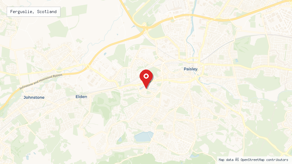 Street map of Ferguslie, Scotland with location pin
