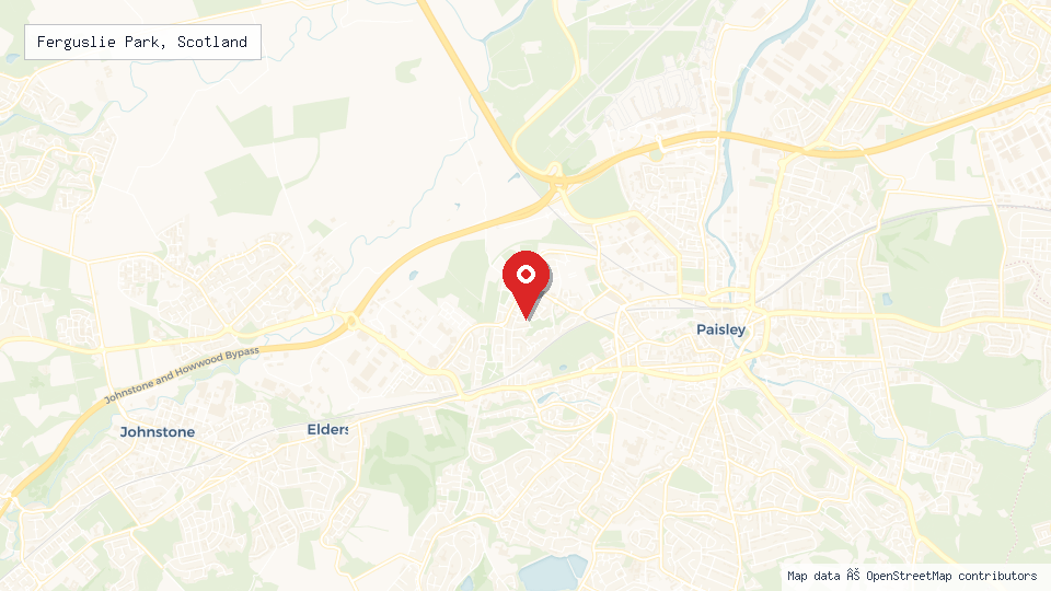 Street map of Ferguslie Park, Scotland with location pin