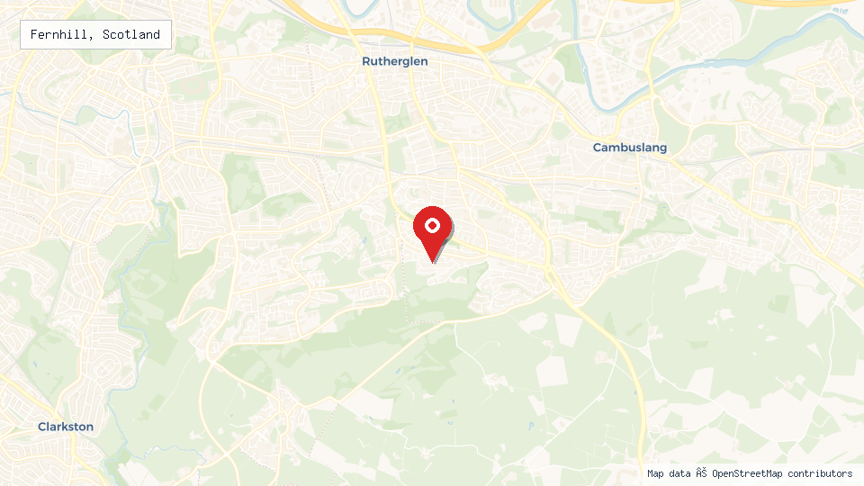 Street map of Fernhill, Scotland with location pin