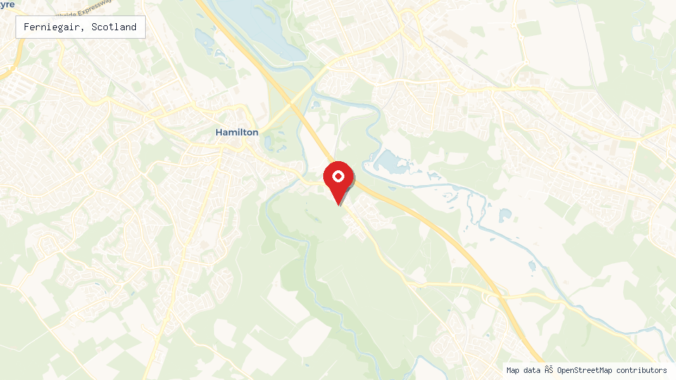 Street map of Ferniegair, Scotland with location pin