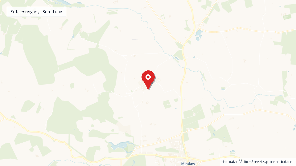 Street map of Fetterangus, Scotland with location pin