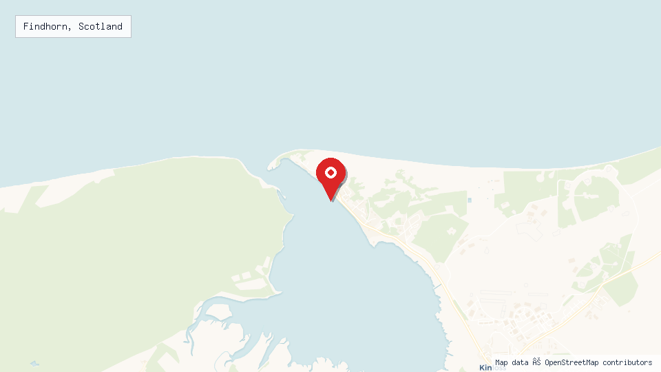 Street map of Findhorn, Scotland with location pin