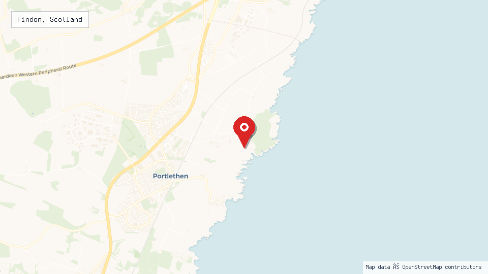 Street map of Findon, Scotland with location pin
