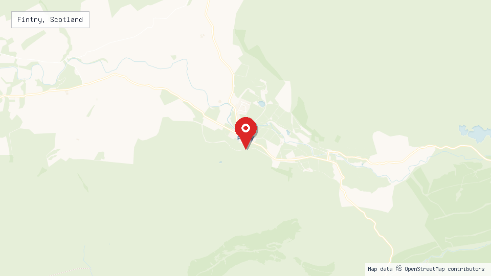 Street map of Fintry, Scotland with location pin