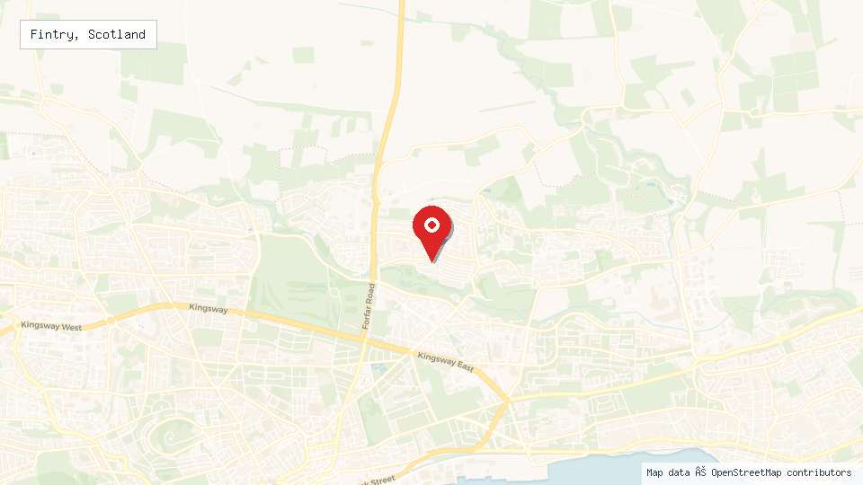 Street map of Fintry, Scotland with location pin