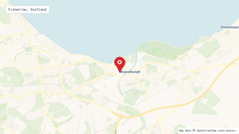 Street map of Fisherrow, Scotland with location pin