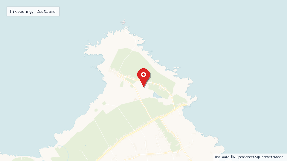Street map of Fivepenny, Scotland with location pin