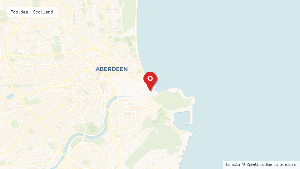 Street map of Footdee, Scotland with location pin