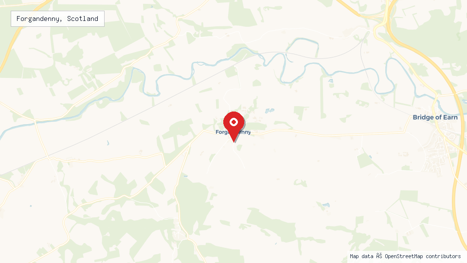 Street map of Forgandenny, Scotland with location pin