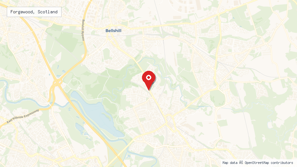 Street map of Forgewood, Scotland with location pin