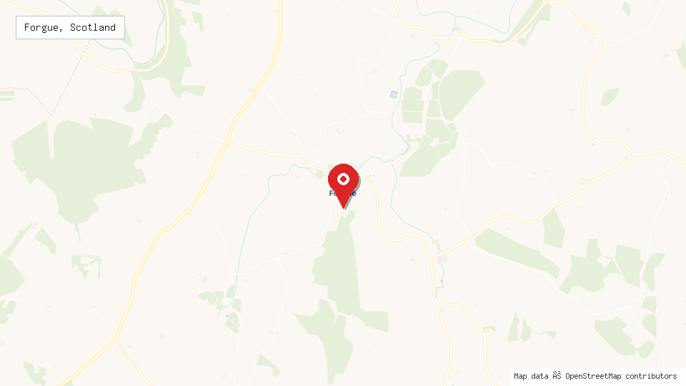 Street map of Forgue, Scotland with location pin