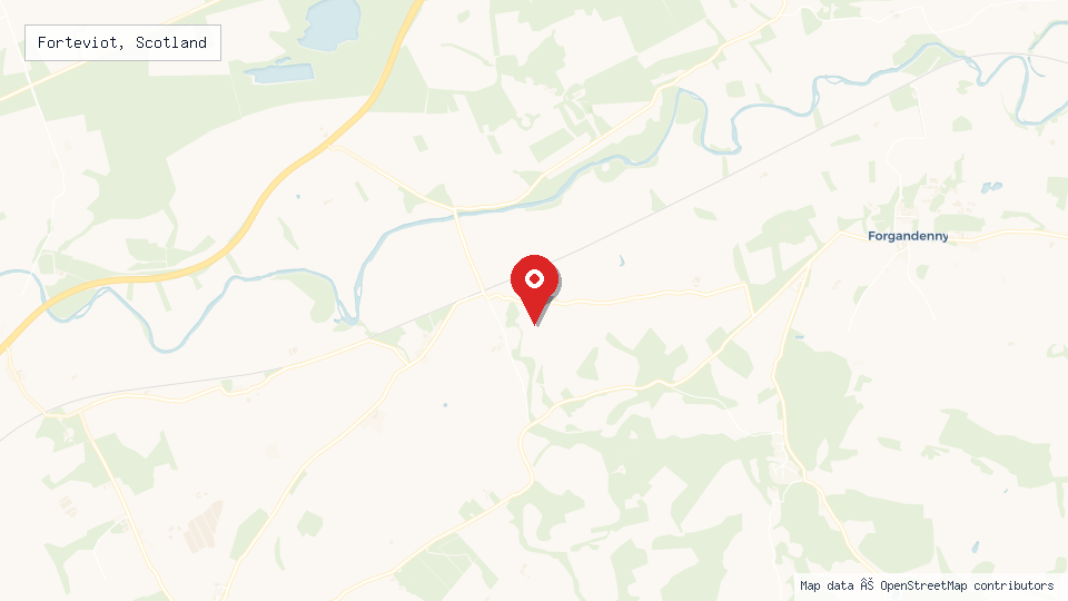 Street map of Forteviot, Scotland with location pin