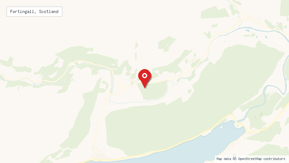 Street map of Fortingall, Scotland with location pin