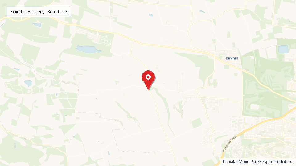 Street map of Fowlis Easter, Scotland with location pin