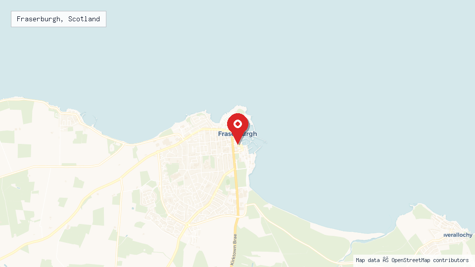 Street map of Fraserburgh, Scotland with location pin