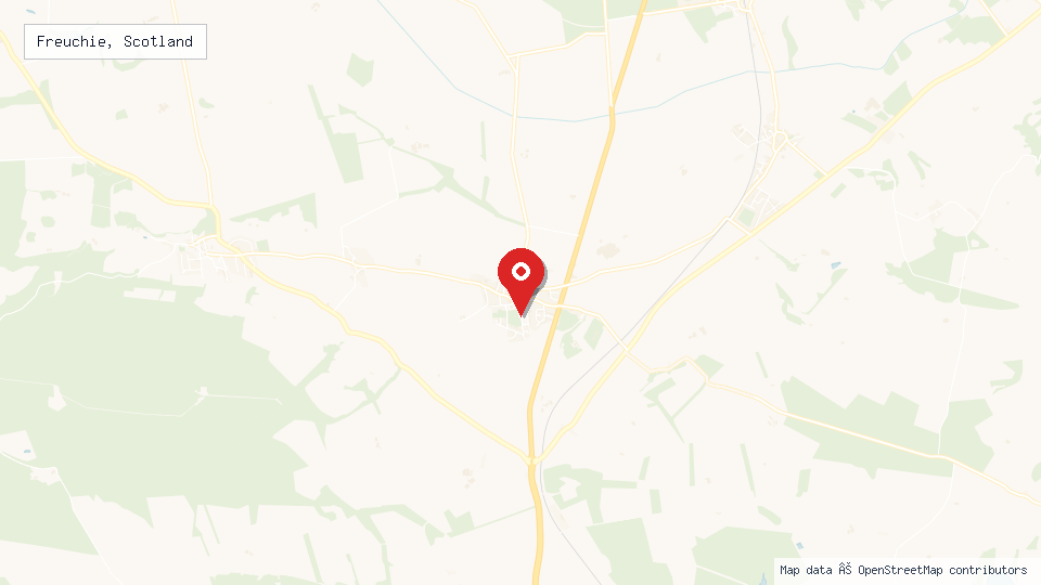 Street map of Freuchie, Scotland with location pin