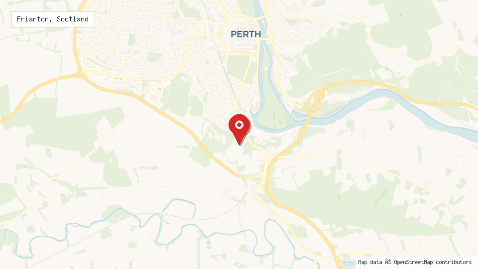 Street map of Friarton, Scotland with location pin