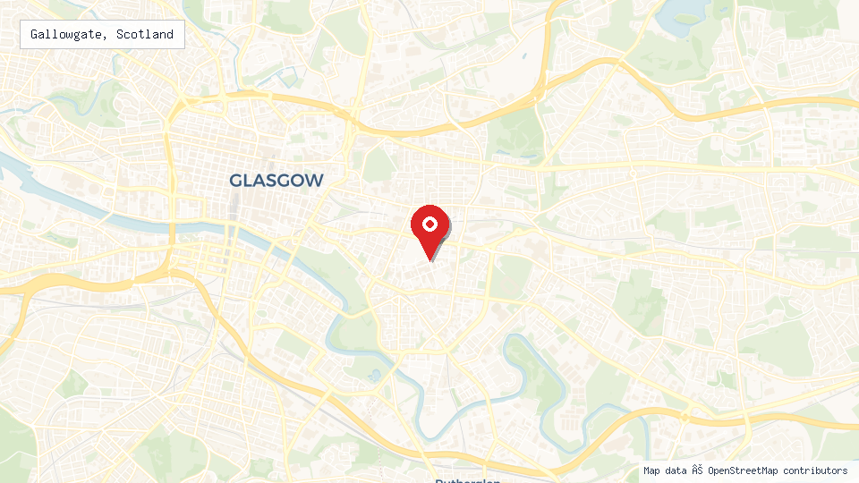 Street map of Gallowgate, Scotland with location pin
