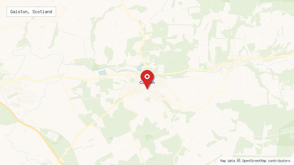 Street map of Galston, Scotland with location pin