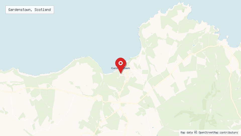 Street map of Gardenstown, Scotland with location pin