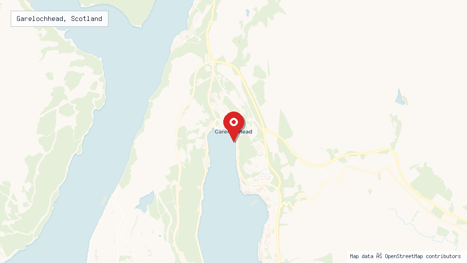 Street map of Garelochhead, Scotland with location pin