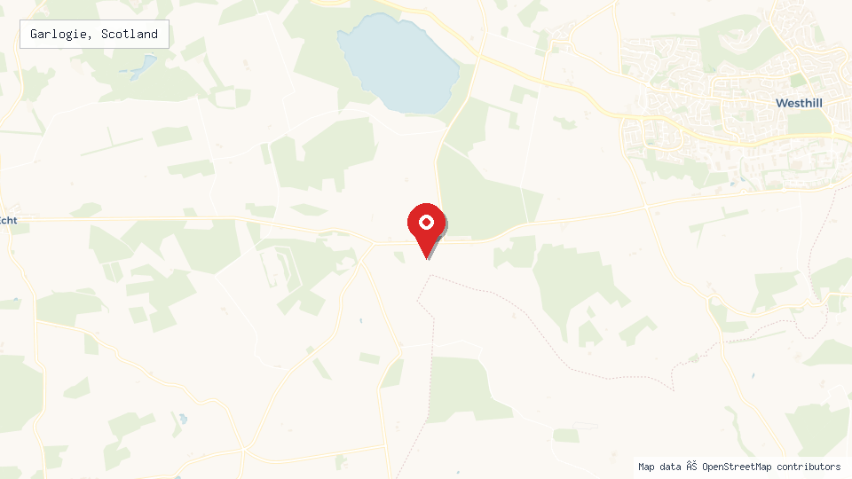 Street map of Garlogie, Scotland with location pin