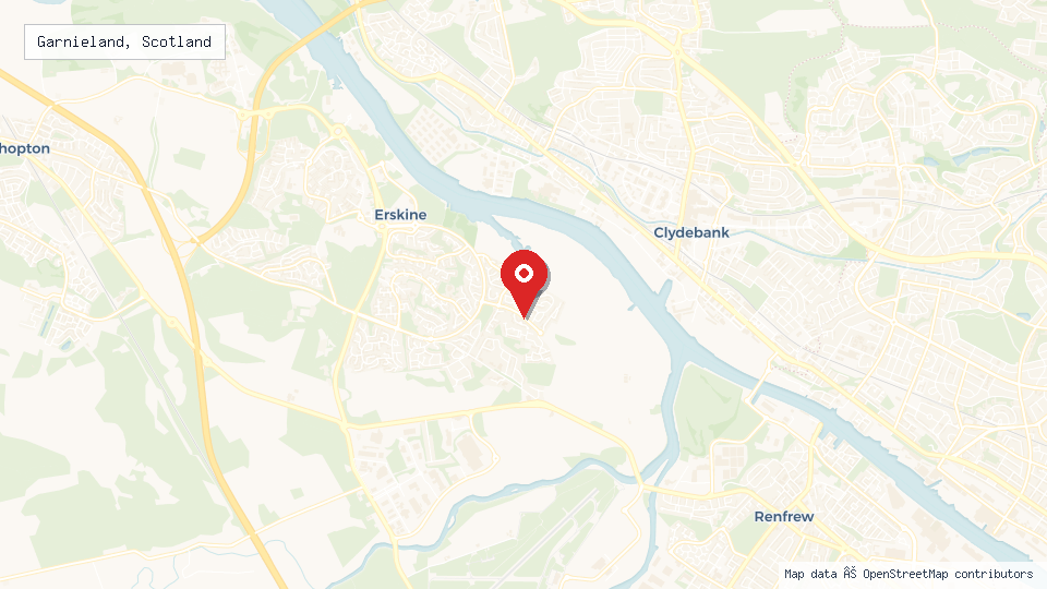 Street map of Garnieland, Scotland with location pin