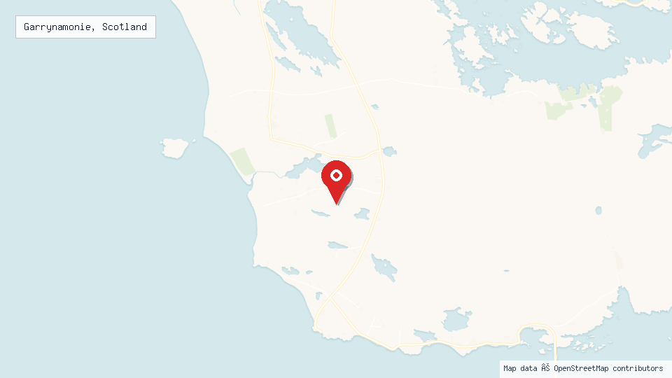 Street map of Garrynamonie, Scotland with location pin