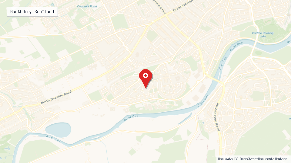 Street map of Garthdee, Scotland with location pin