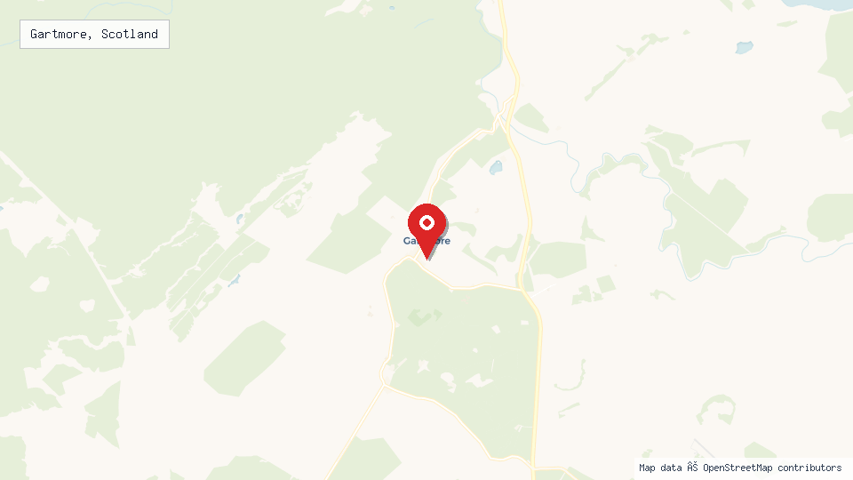 Street map of Gartmore, Scotland with location pin