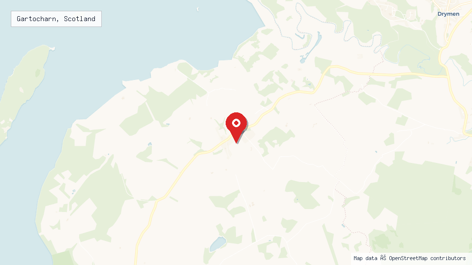 Street map of Gartocharn, Scotland with location pin