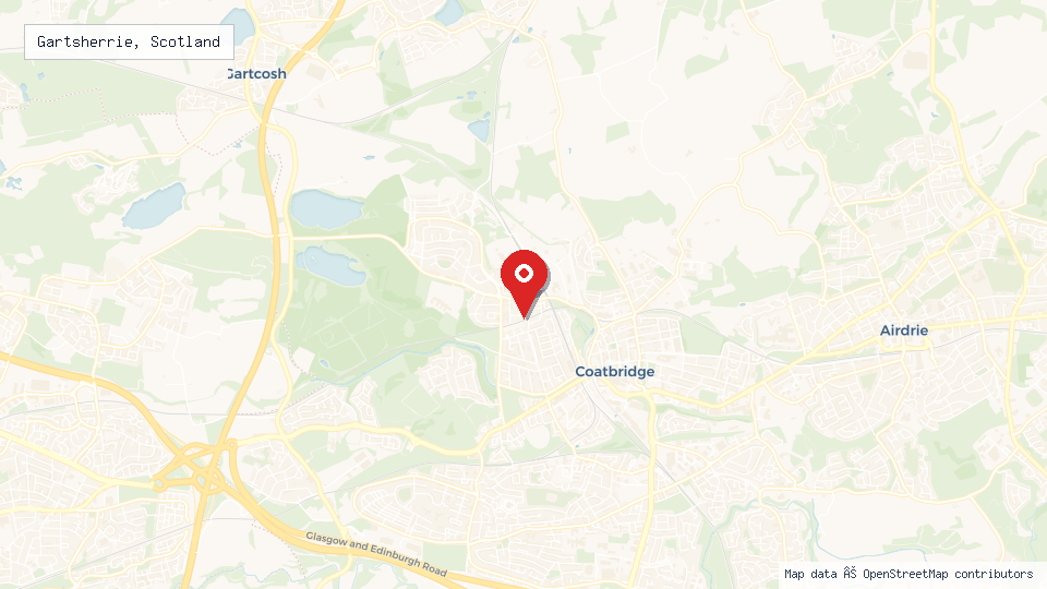 Street map of Gartsherrie, Scotland with location pin