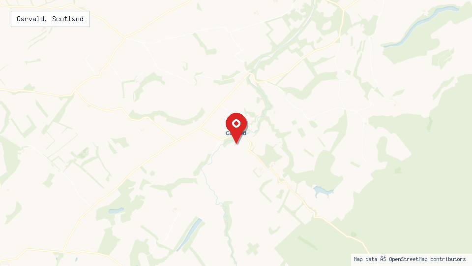 Street map of Garvald, Scotland with location pin