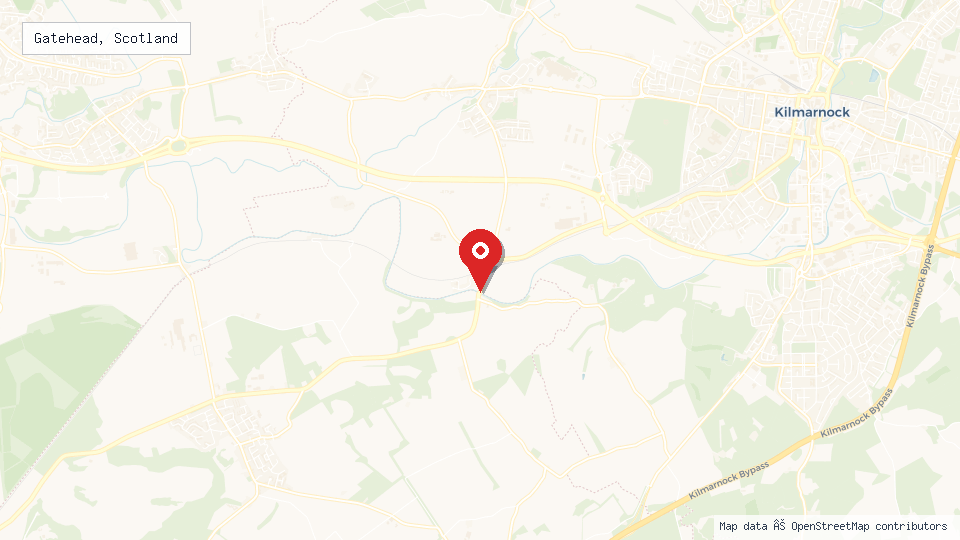 Street map of Gatehead, Scotland with location pin
