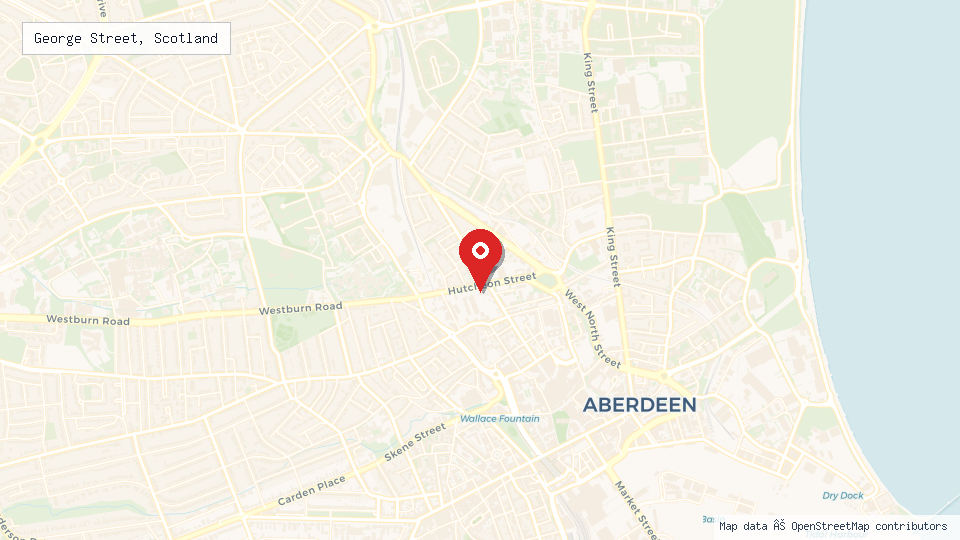 Street map of George Street, Scotland with location pin