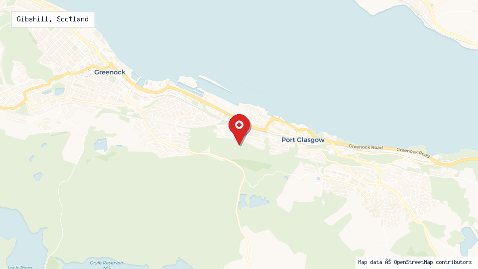 Street map of Gibshill, Scotland with location pin