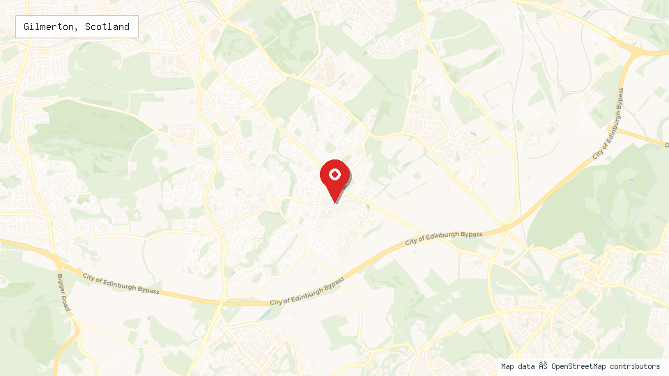 Street map of Gilmerton, Scotland with location pin
