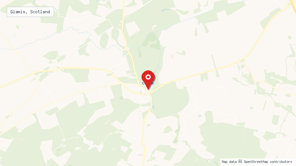 Street map of Glamis, Scotland with location pin