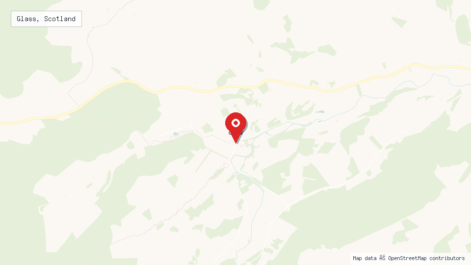 Street map of Glass, Scotland with location pin