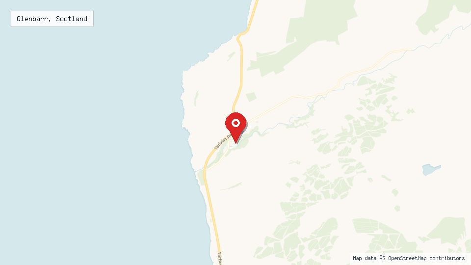 Street map of Glenbarr, Scotland with location pin