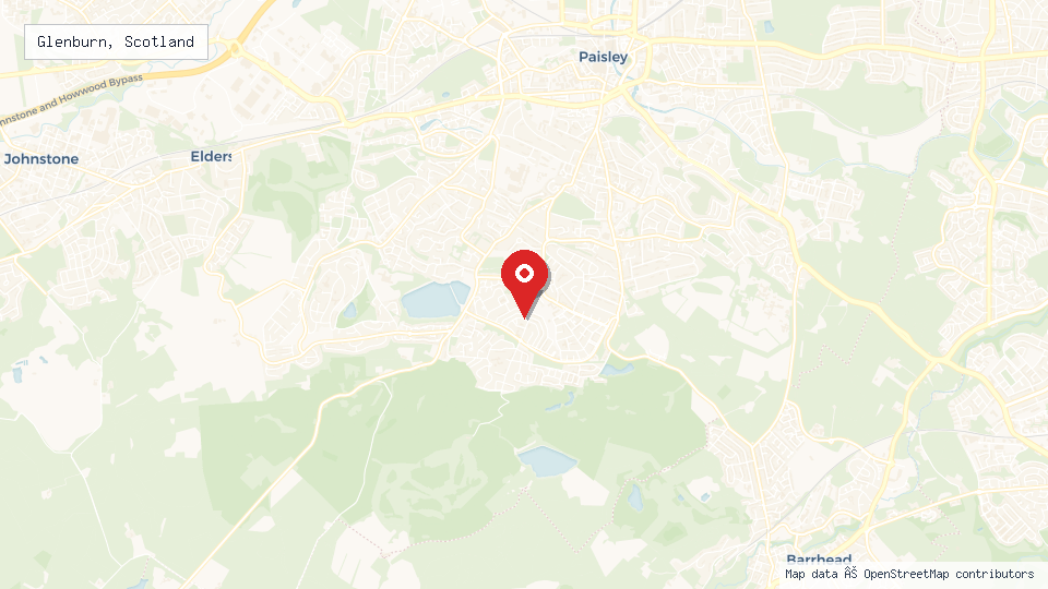 Street map of Glenburn, Scotland with location pin