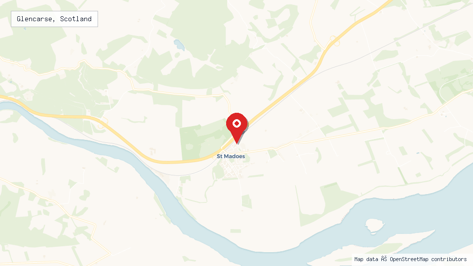 Street map of Glencarse, Scotland with location pin