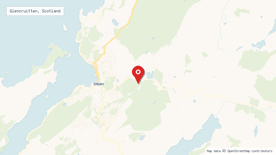 Street map of Glencruitten, Scotland with location pin