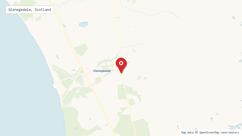 Street map of Glenegedale, Scotland with location pin