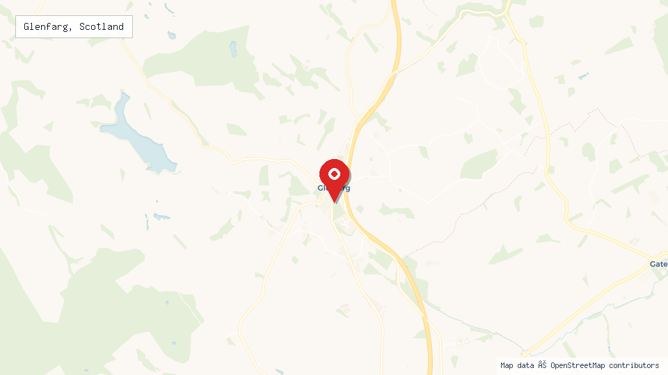 Street map of Glenfarg, Scotland with location pin
