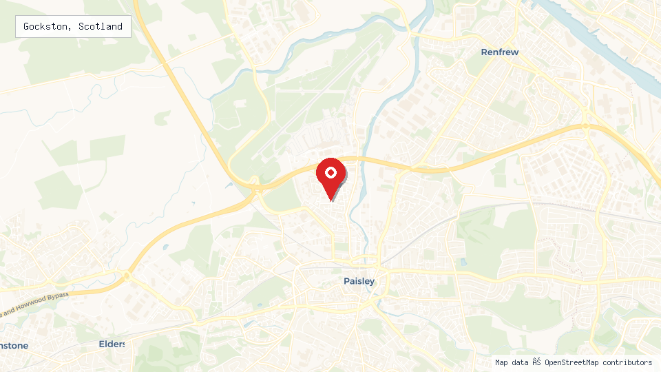 Street map of Gockston, Scotland with location pin