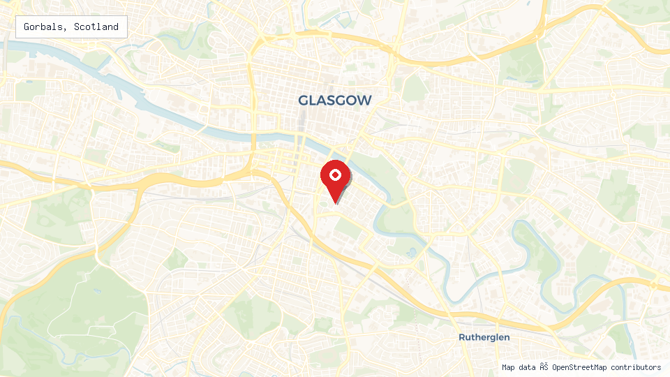 Street map of Gorbals, Scotland with location pin