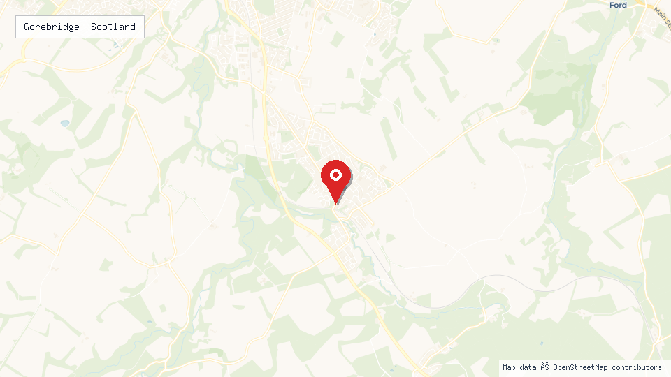 Street map of Gorebridge, Scotland with location pin